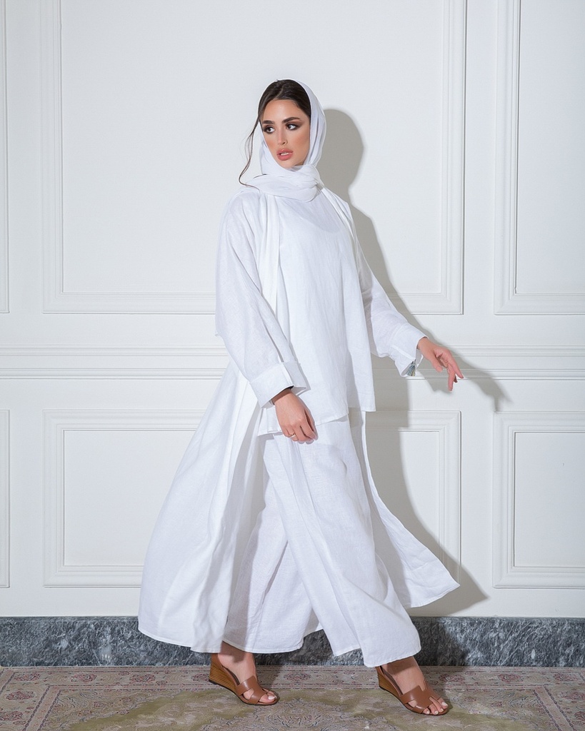 linen abaya 4 off white