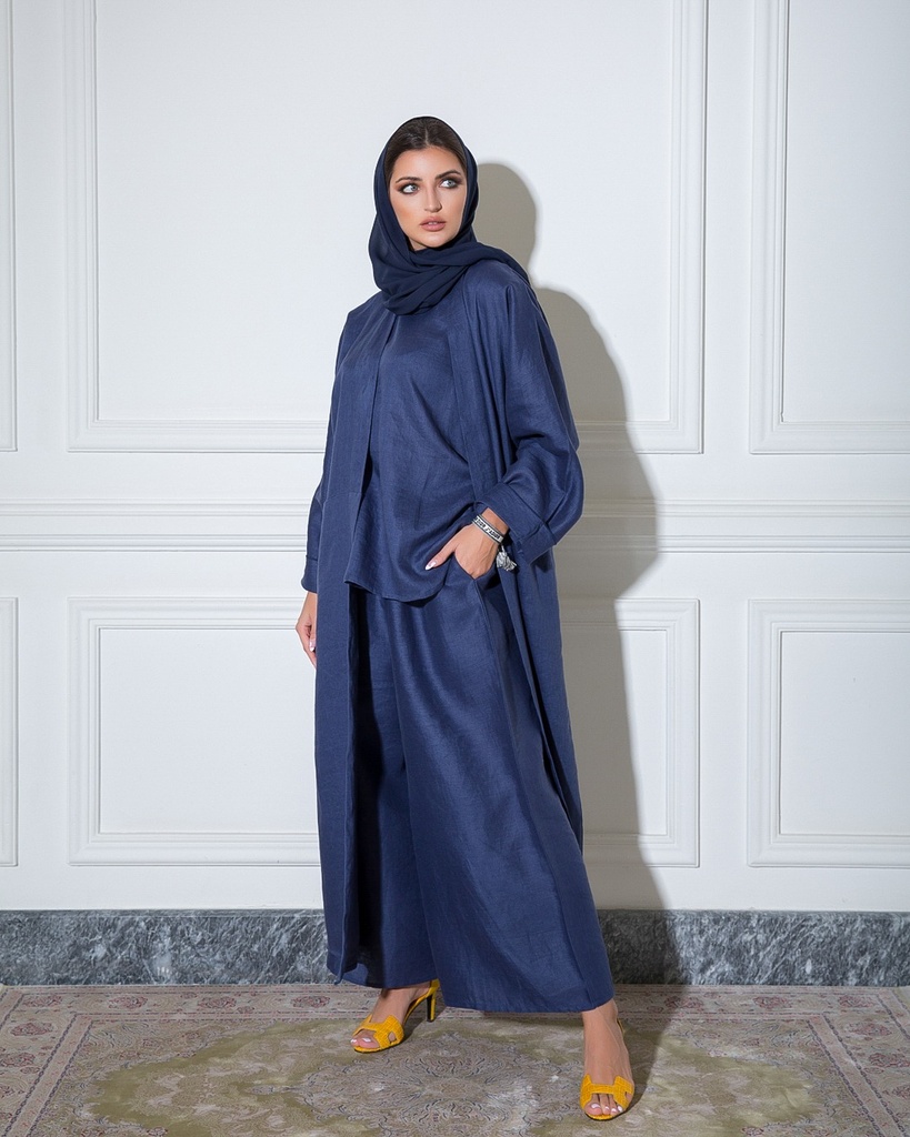 linen abaya 4 blue