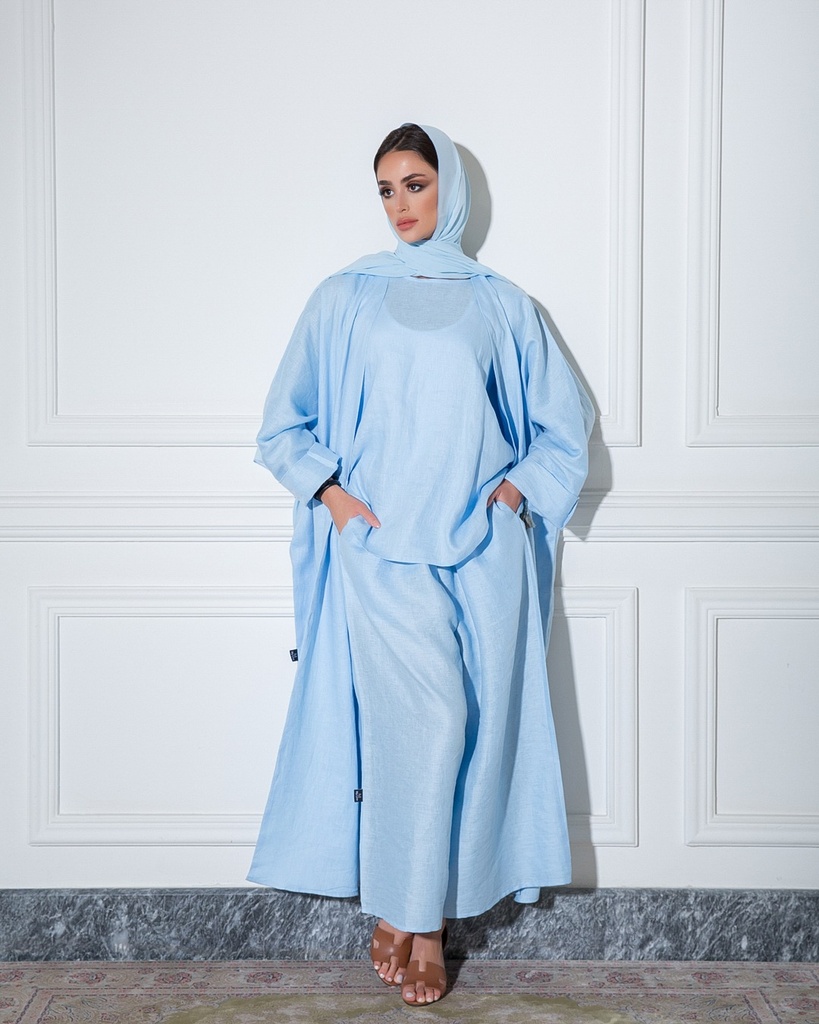 Linen Abaya Sky Blue