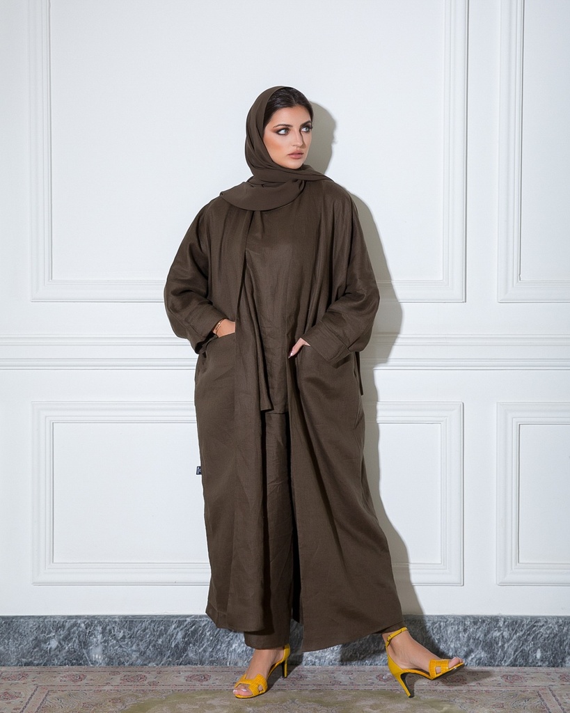 Linen Abaya Dark Olivian