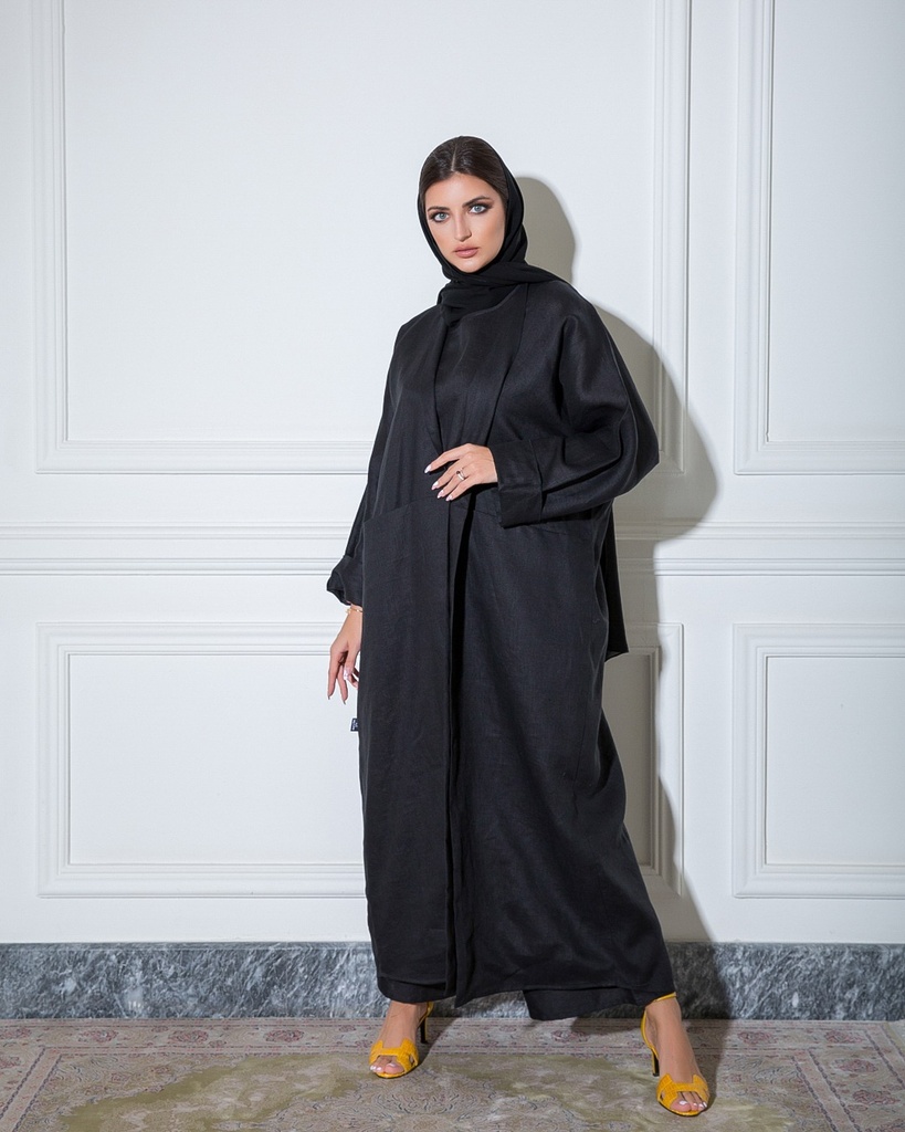 Linen Abaya Black