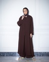 (1-73) High Neck Abaya Brown