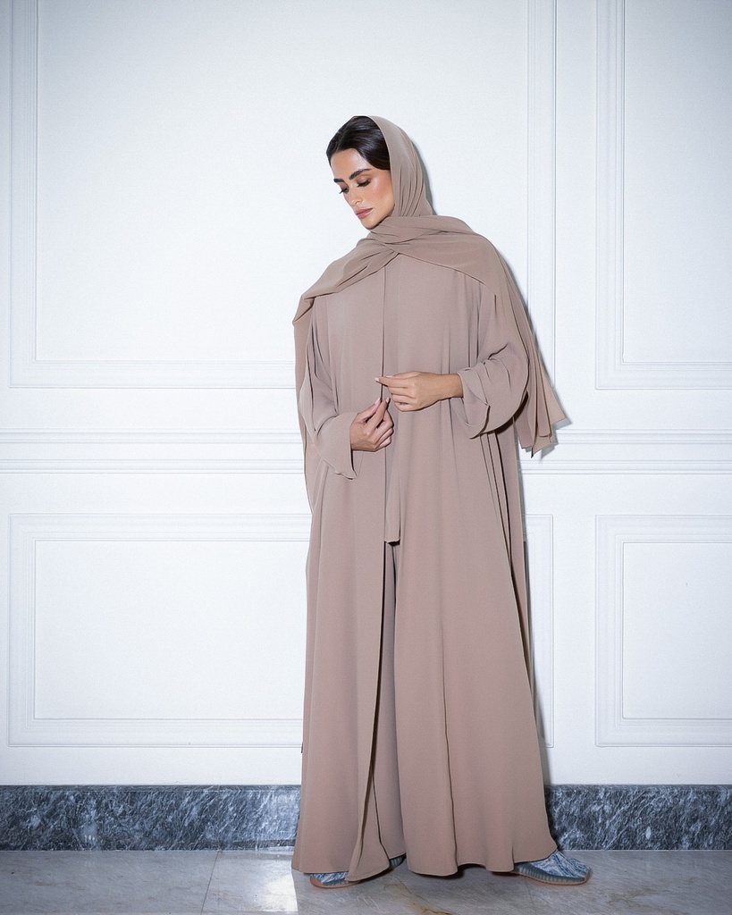 High Neck Abaya Sand