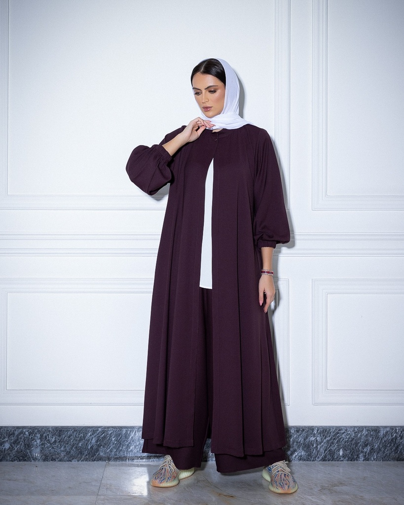 Long Jacket Set Maroon (crepe)