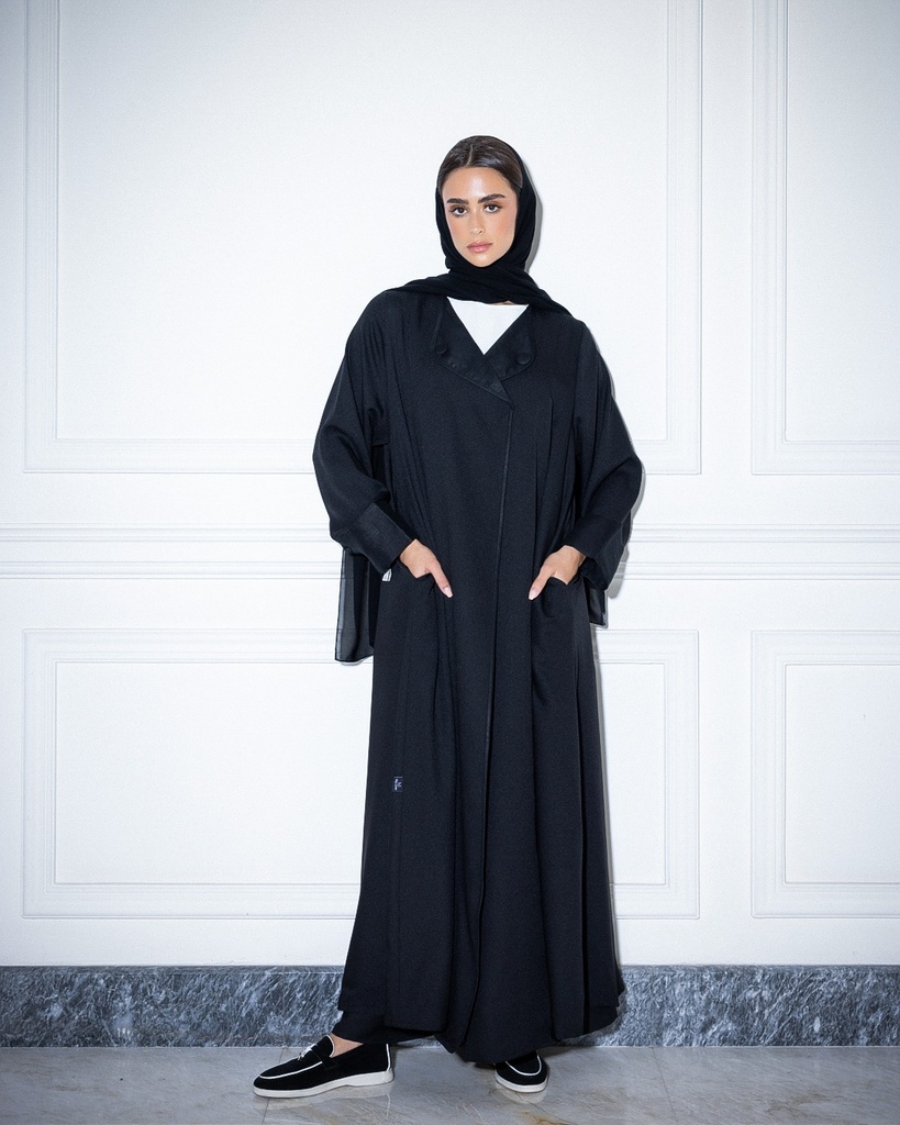 Crepe Abaya with scraf Black (1-1)