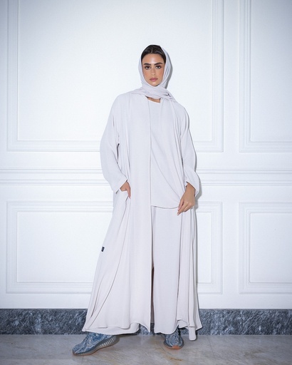 High Neck Abaya Off white (1-73)