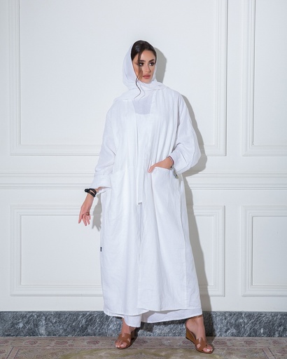 Linen Abaya  white