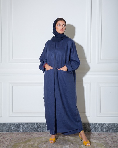 Linen Abaya Navy Blue